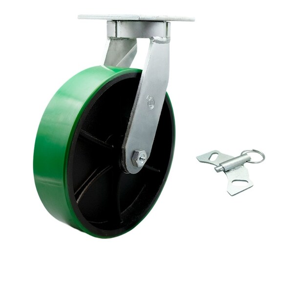 12'' Heavy Duty Green Poly on Cast Iron Wheel Swivel Caster with Swivel Lock